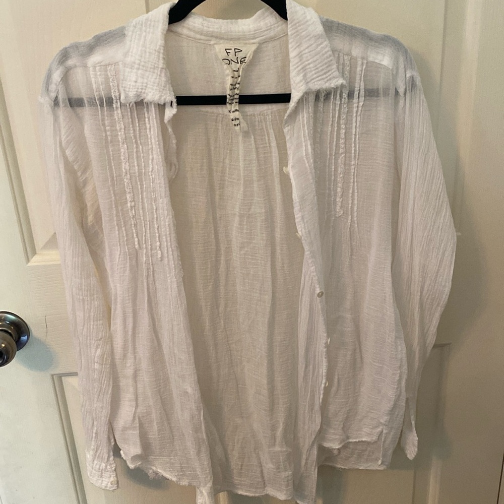 Free People white button down beach coverup